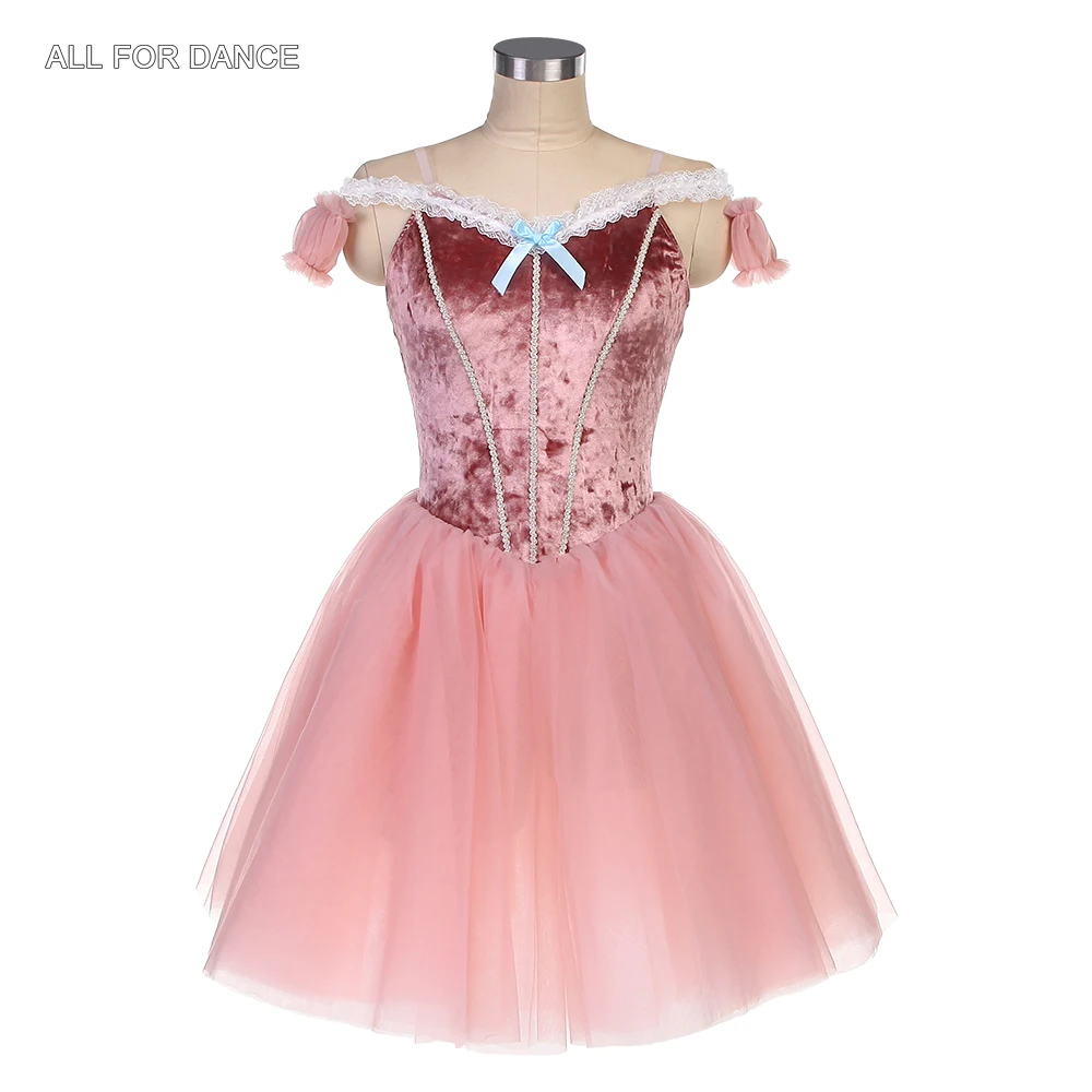 

25063 All For Dance Deep Pink Velvet Bodice Dance Costumes Ballerina Clothes Adult Girls Romantic Long Ballet Costumes