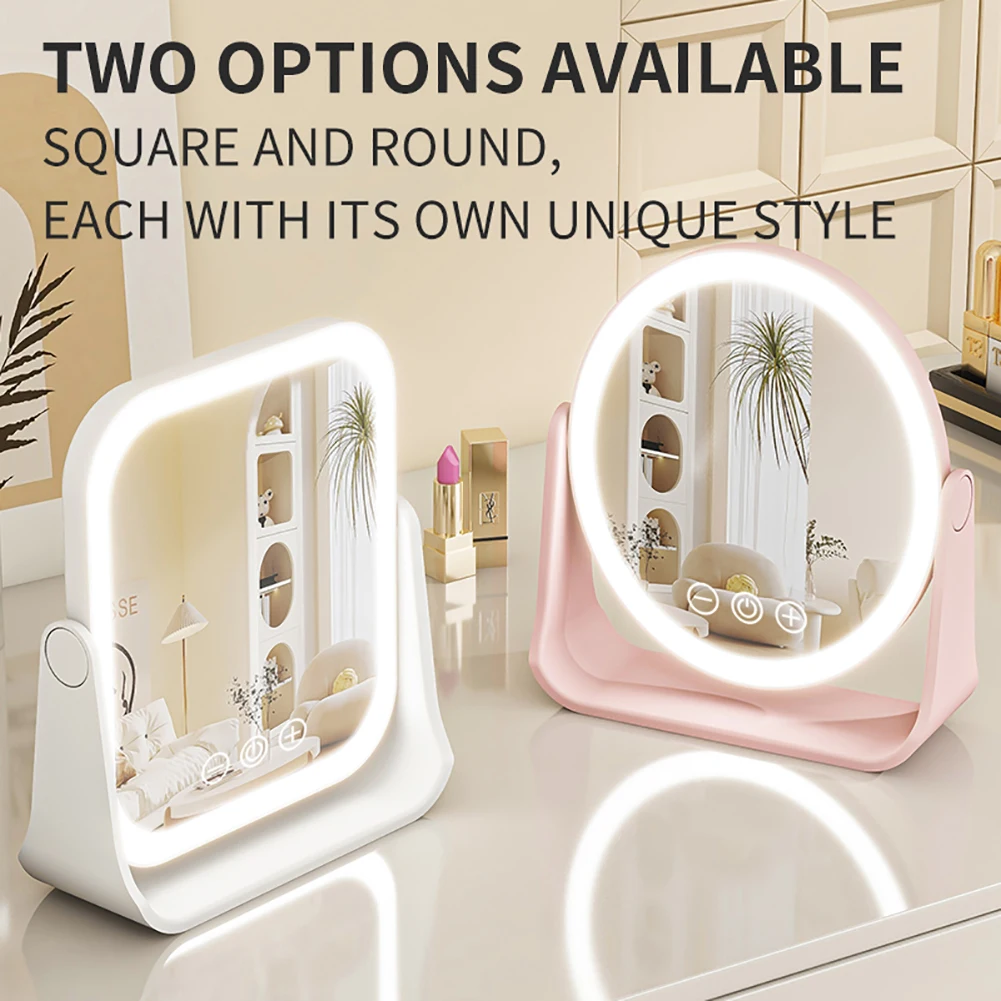 Miroir de maquillage LED intelligent, 3 couleurs, éversible, écran tactile à intensité variable, miroirs cosmétiques, électrique rotatif, beauté de maquillage pour table