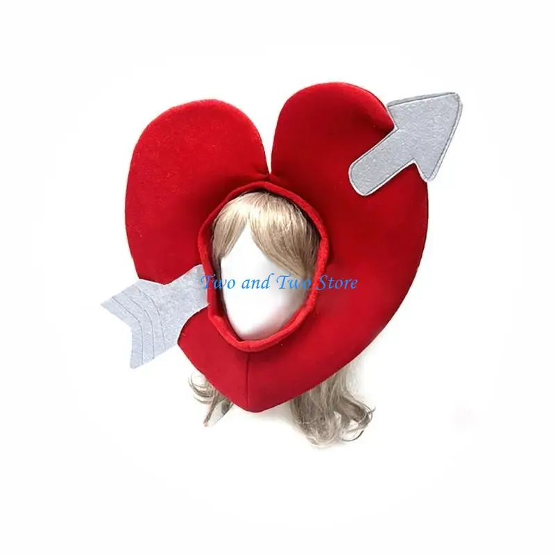 HX6F قبعة على شكل قلب أسهم ثلاثية الأبعاد للاحتفال بعيد الحب وأغطية الرأس