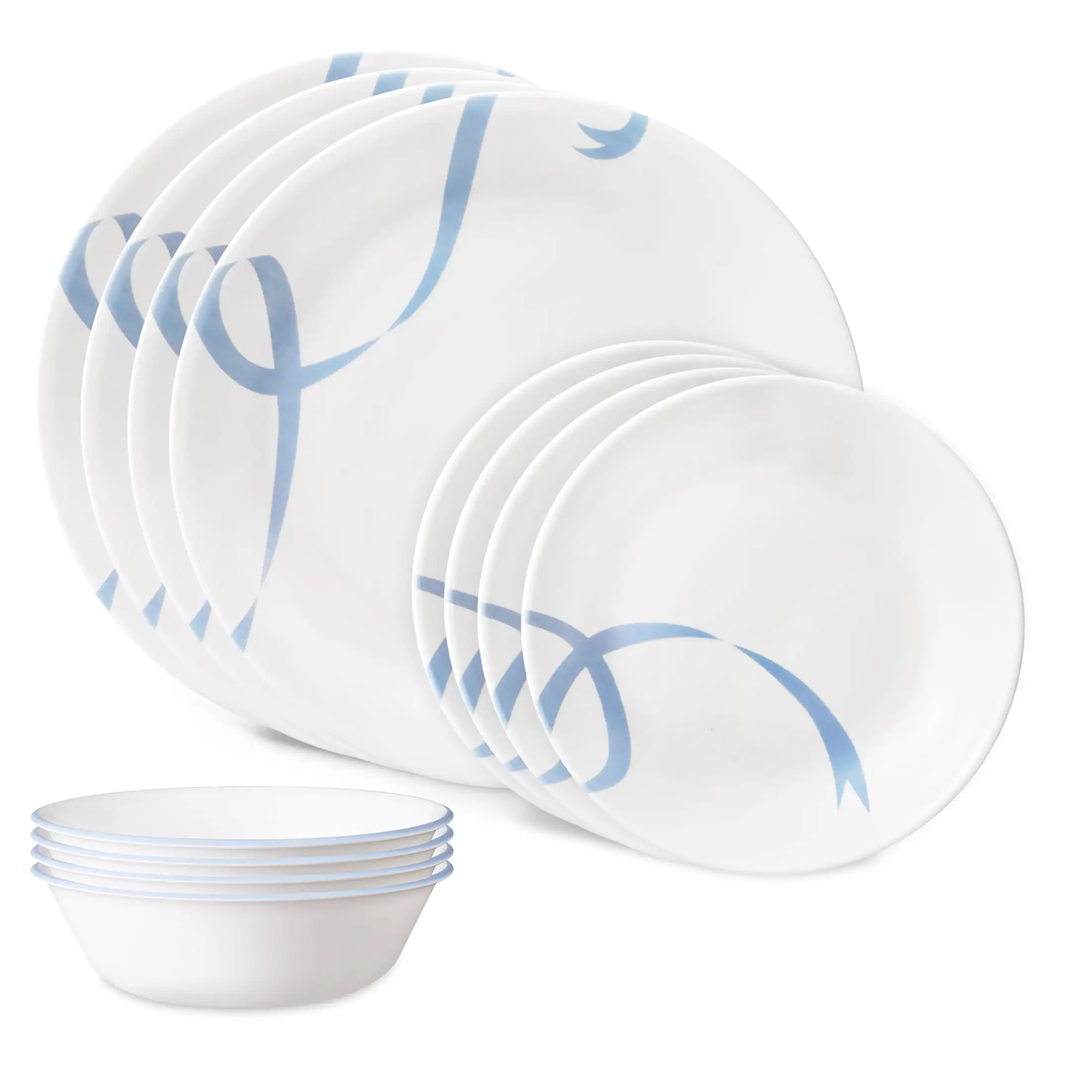

Blue Ribbons 12-Piece Glass Dinnerware Set for Four People