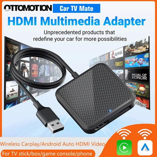 Car Tv Mate Cable a inalámbrico Carplay Android Auto Adaptador HDMI Multimedia Video Converter para Neflix Youtube TV Stick Game Box