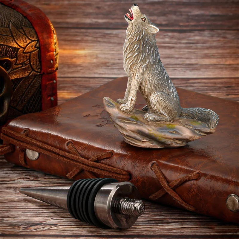 Heulender Wolf Weinflaschenverschluss Dekorative Tierfigur Weinkonservierer Wiederverwendbares Weinzubehör für Bar Zuhause Hochzeit Party Geschenk – Detail 5