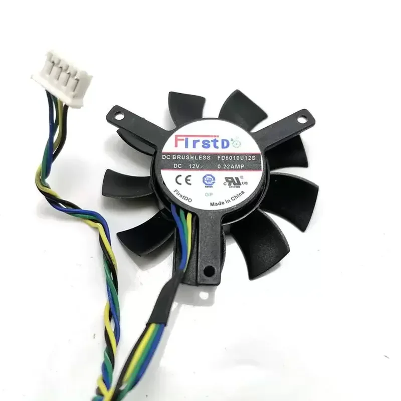 for FD5010U12S Graphics Card Fan 45mm Diameter 39mm Hole Spacing 12V 0.22A 4Pin Temperature Control Cooling Fan Replacement