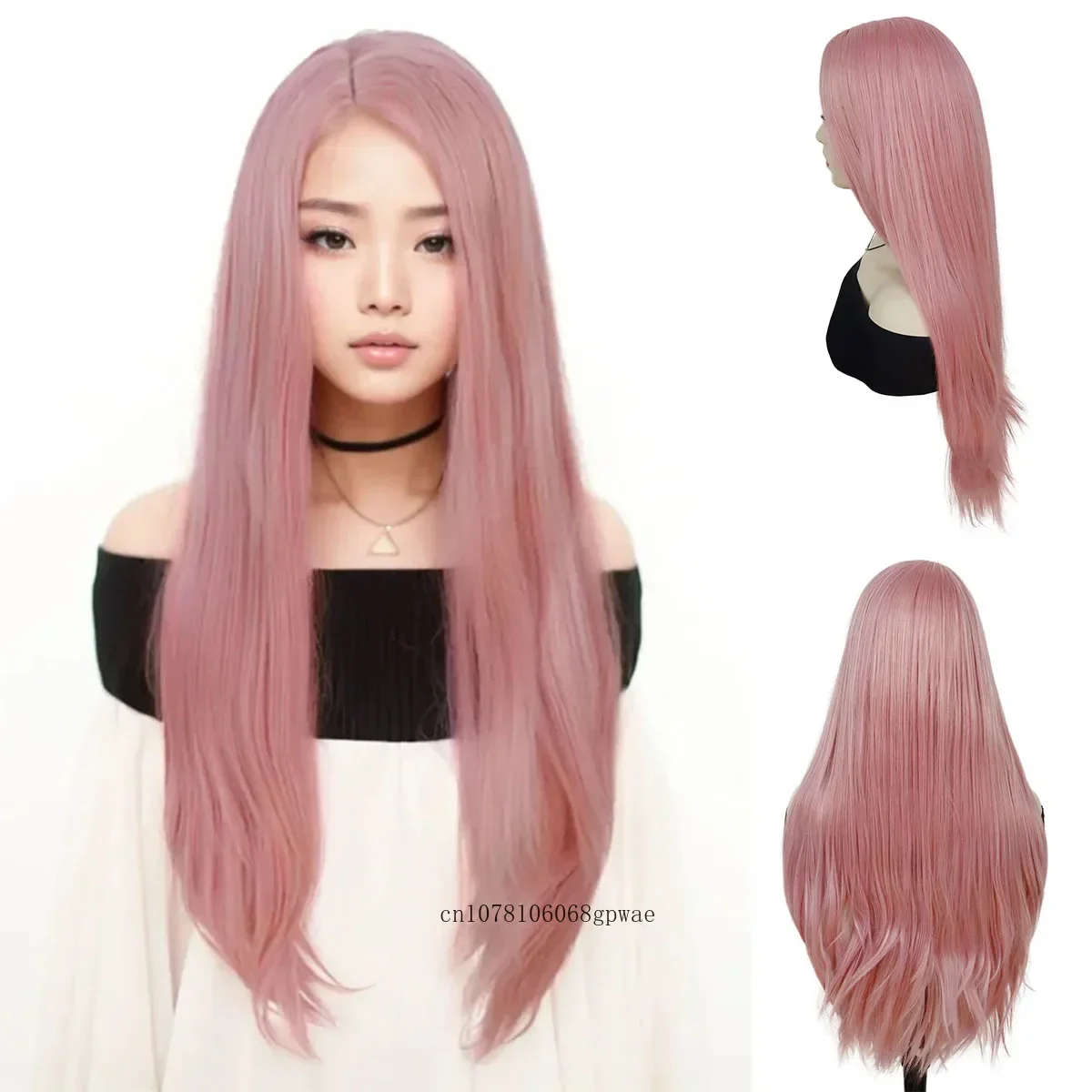 Pink Wig Natural Looking Synthetic Hair 32 Inch Long Straight Wigs for Women Girls Dress Costume Cosplay Party Heat Resistant