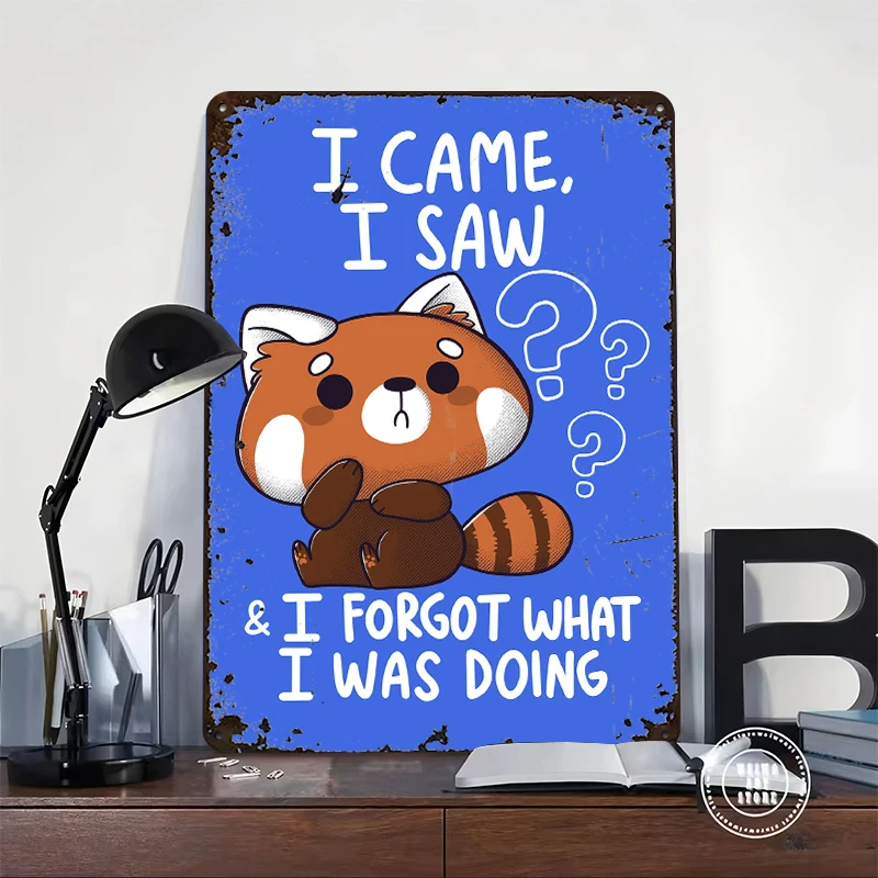 Forgetful Red Panda 3D Texture Tinplate Poster Customized Wall Art Vintage Metal Signs for Fans Home Decoration Aesthetic House