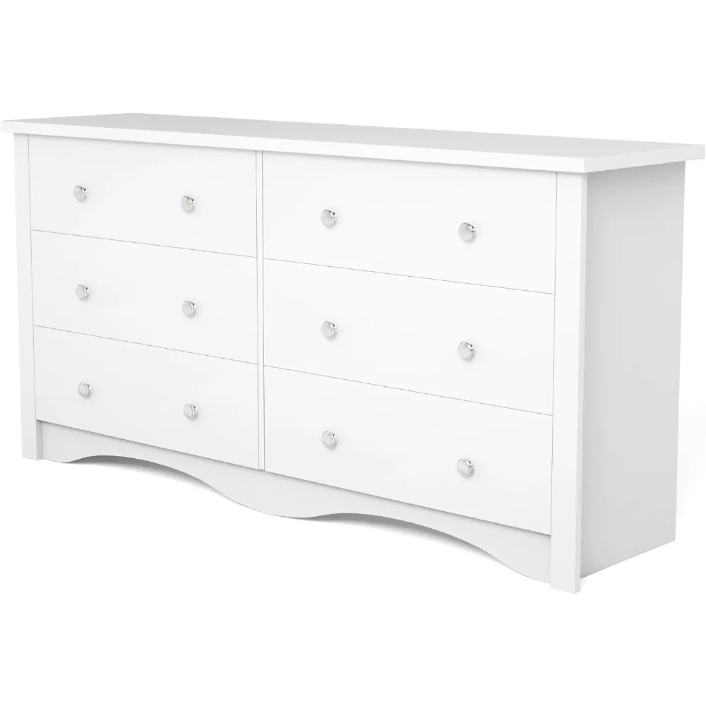 

6 Drawer Dresser for Bedroom, Wood Dresser Wide Storage Organizer for Living Room Hallway Closets