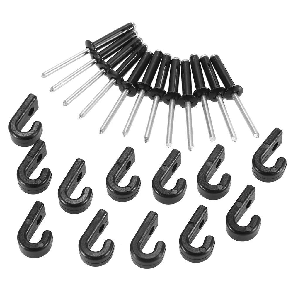 12PCS J Hooks Lashing Hooks Bungee Hooks with 12 Rivets for Kayak Canoe Paddle Board Accessories