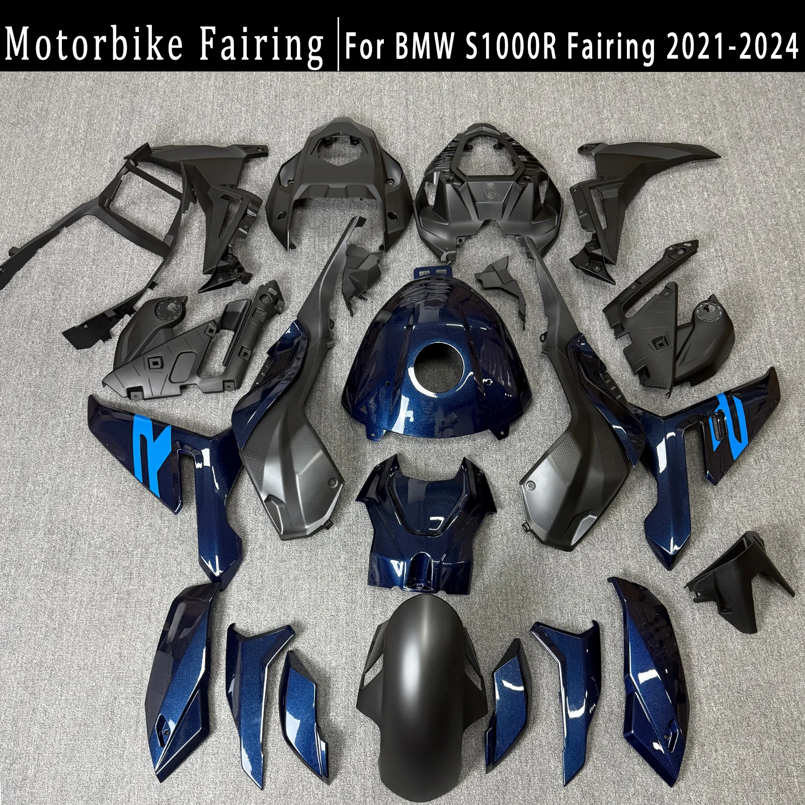 

New motorcycle fairing for the 2021/2022/2023/2024 BMW S1000R/M1000R models, made of ABS plastic. Mysterious blue
