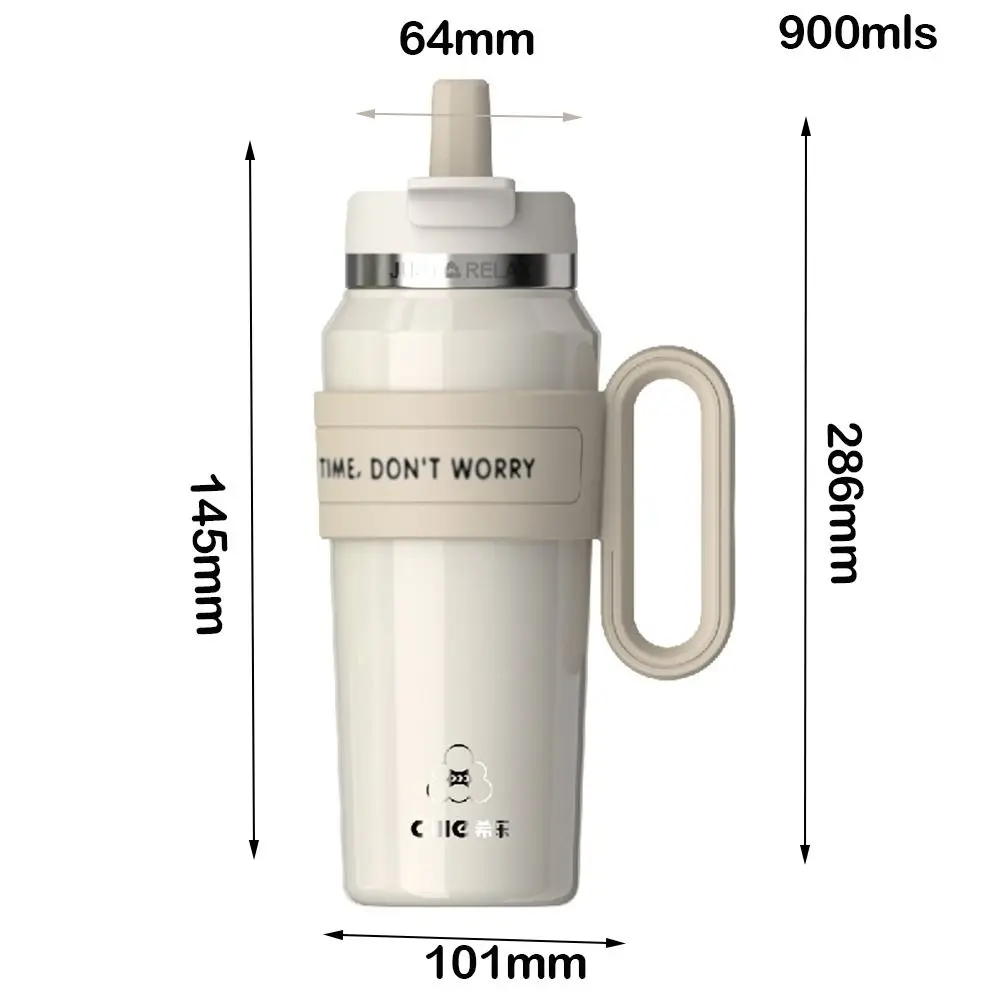 لطيف 600/900 مللي كوب حراري سعة كبيرة كوب معزول مانع للتسرب مع مقبض بطانة السيراميك كوب مكنسة كهربائية مكتب المنزل