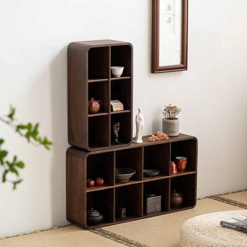 

Walnut Duobao Pavilion shelf, tea set antique shelf, nine-grid home-style office tea room display cabinet, wholesale