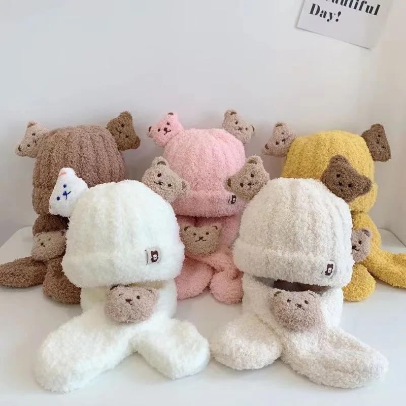 Baby Hüte Winter Kinder Beanie Hut Plüsch Schal Warme Ohr Schutz Kappen Winddicht Gestrickte Ohrenklappen Hut Chlidren Baby Zeug