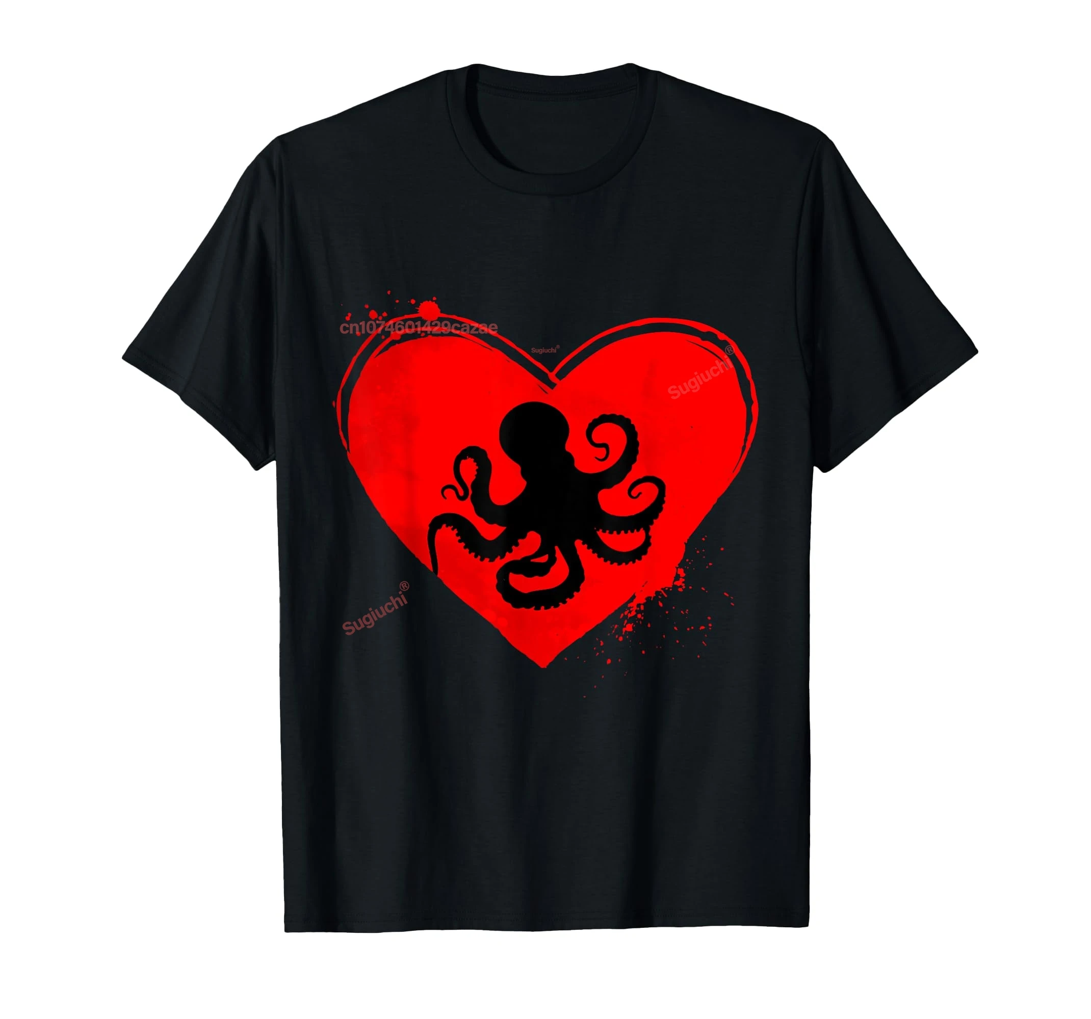 

100% Cotton Octopus Silhouette Heart Shape Valentine Octopus Lovers T-Shirt MEN WOMEN UNISEX T Shirts Size S-6XL