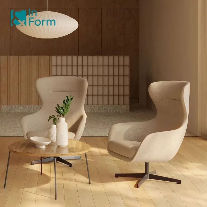 High back lounge chair, stable rotating steel base, injection foam, soft and comfortable design, office boss lounge chair
