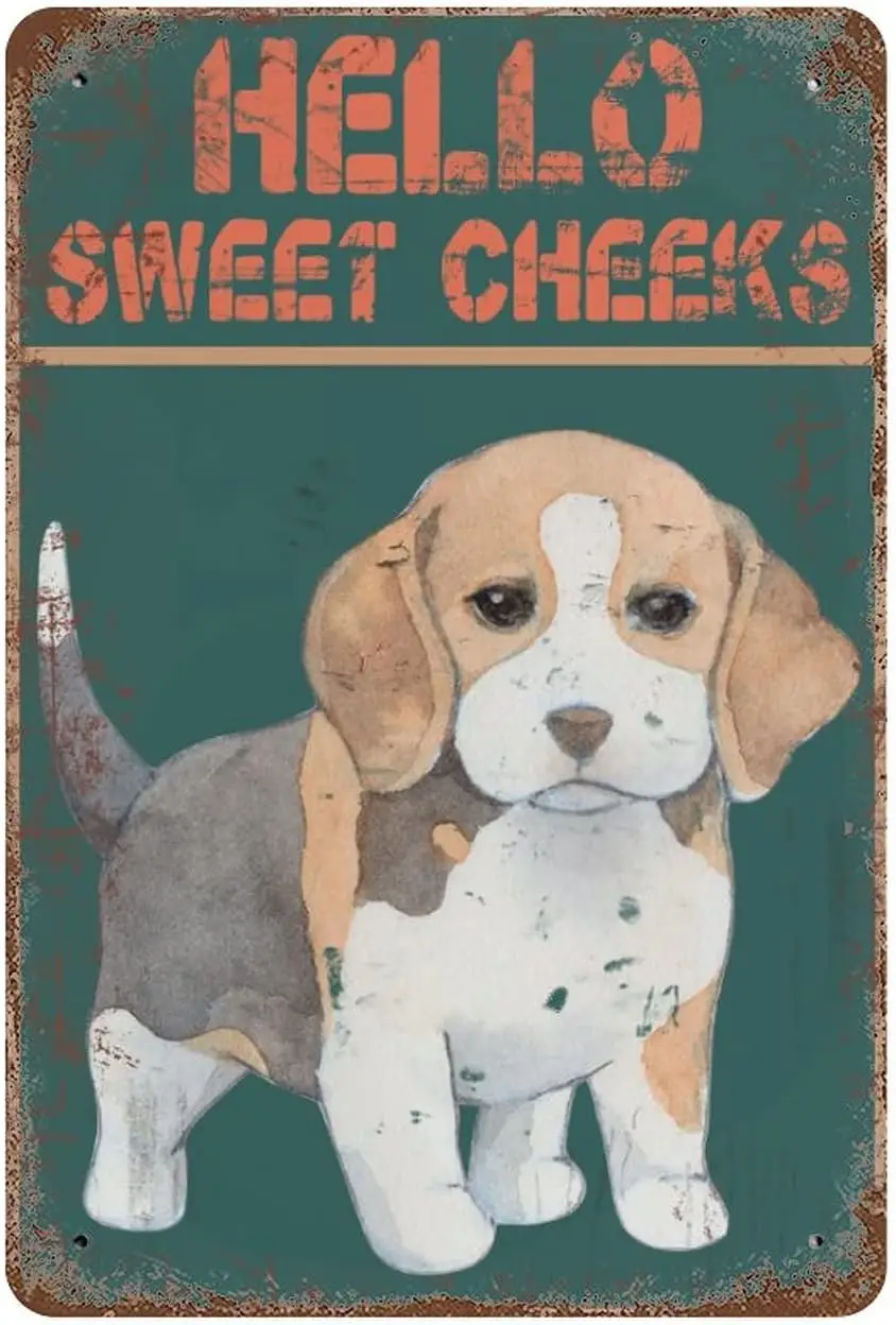 Retro Metal Tin Sign Tin Sign,Hello Sweet Cheeks Dog Sign Farmhouse Wall Decor Poster,Metal Tin Sign Wall Decoration for sign