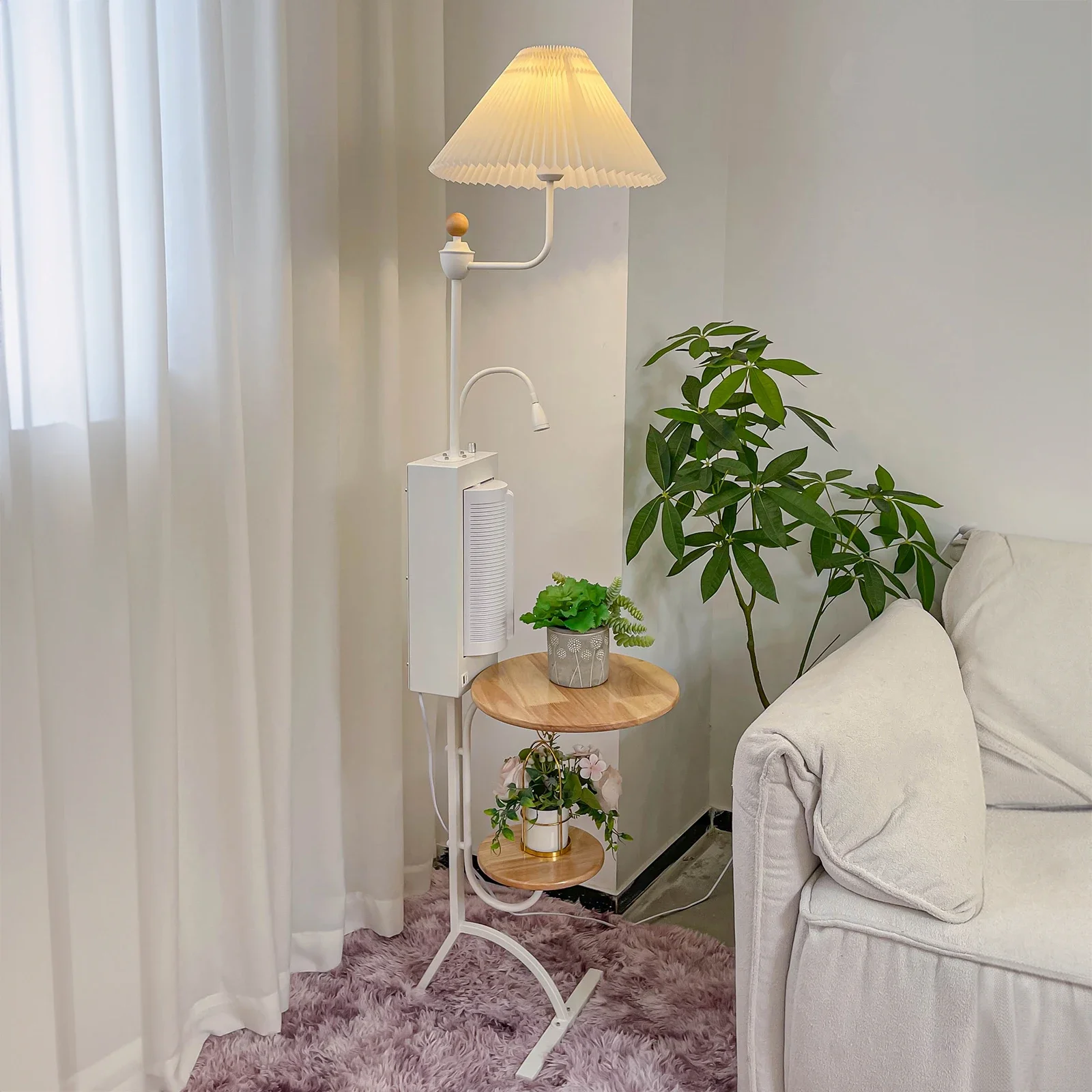 Storage Floor Light With Fan Corner Nordic Contemporary Creative Smart Minimalist Living Room Standing Led Modern Fan Floor Lamp