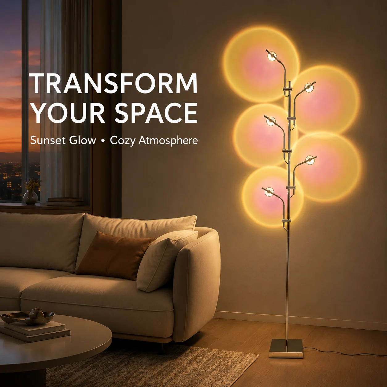 Luxury LED Projection Floor Lamp Nordic Rainbows Standing Lamps Art Bar Bedroom Bedside Floor Lights Home Decora Dropshipping
