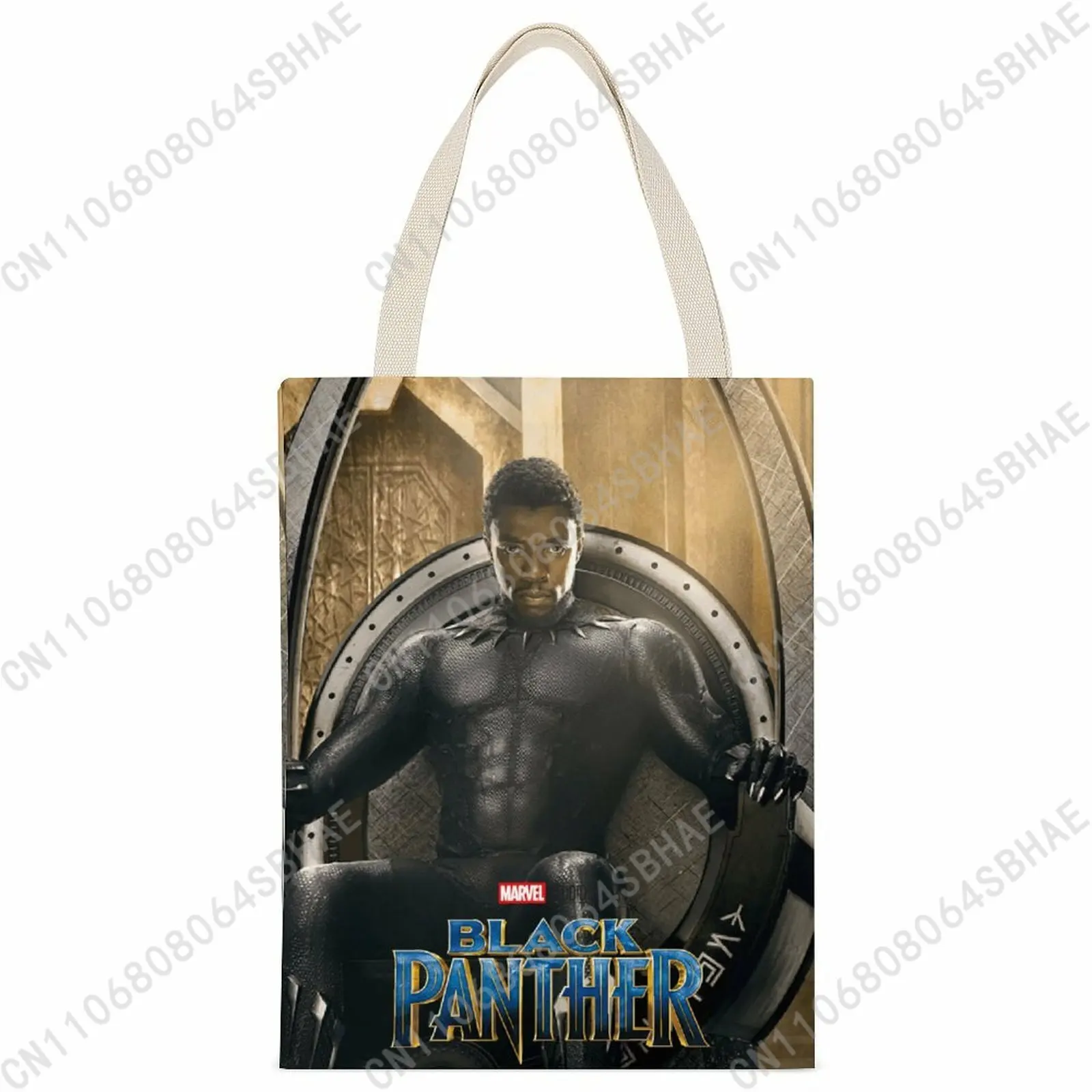 

Сумка-шоппер из холщовой ткани Marvel Black Panther, многоразовая сумка для покупок, женская и мужская сумка через плечо, с двусторонней печатью, подарок, косплей