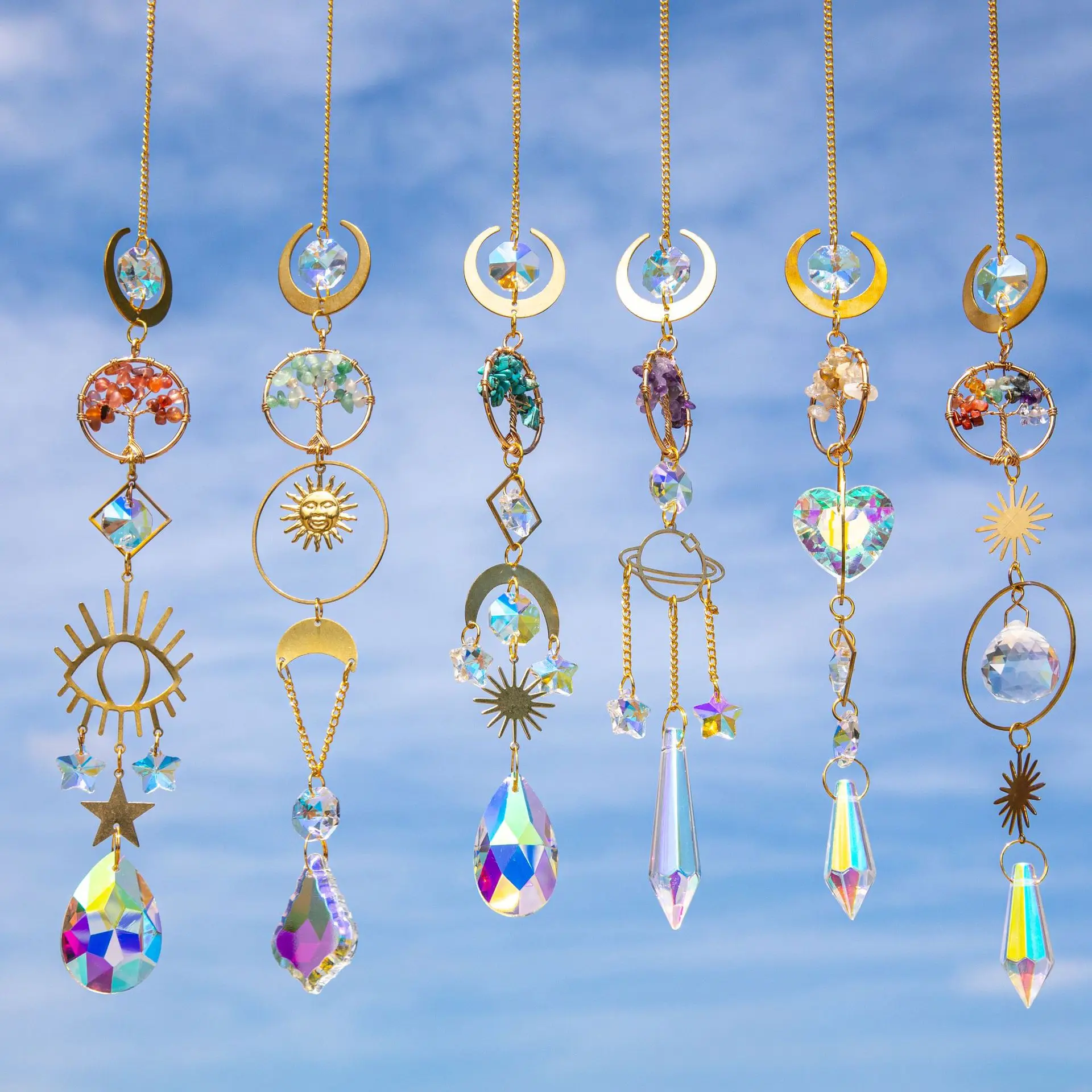 Sun Catchers with Crystals ,Tree of Life Crystal Suncatcher for Window Prisms Light Catcher Indoor Outdoor Home Party Garden