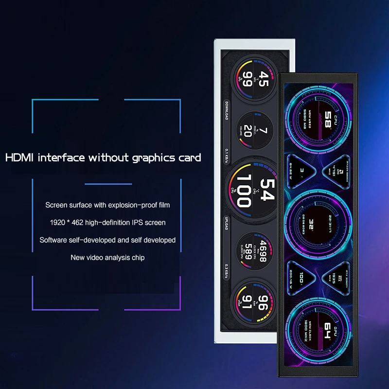 

9.16'' Desktop Small Screen Display, IPS LCD Monitor For PC Hardware Working Monitoring, Windowed Chassis Dedicated