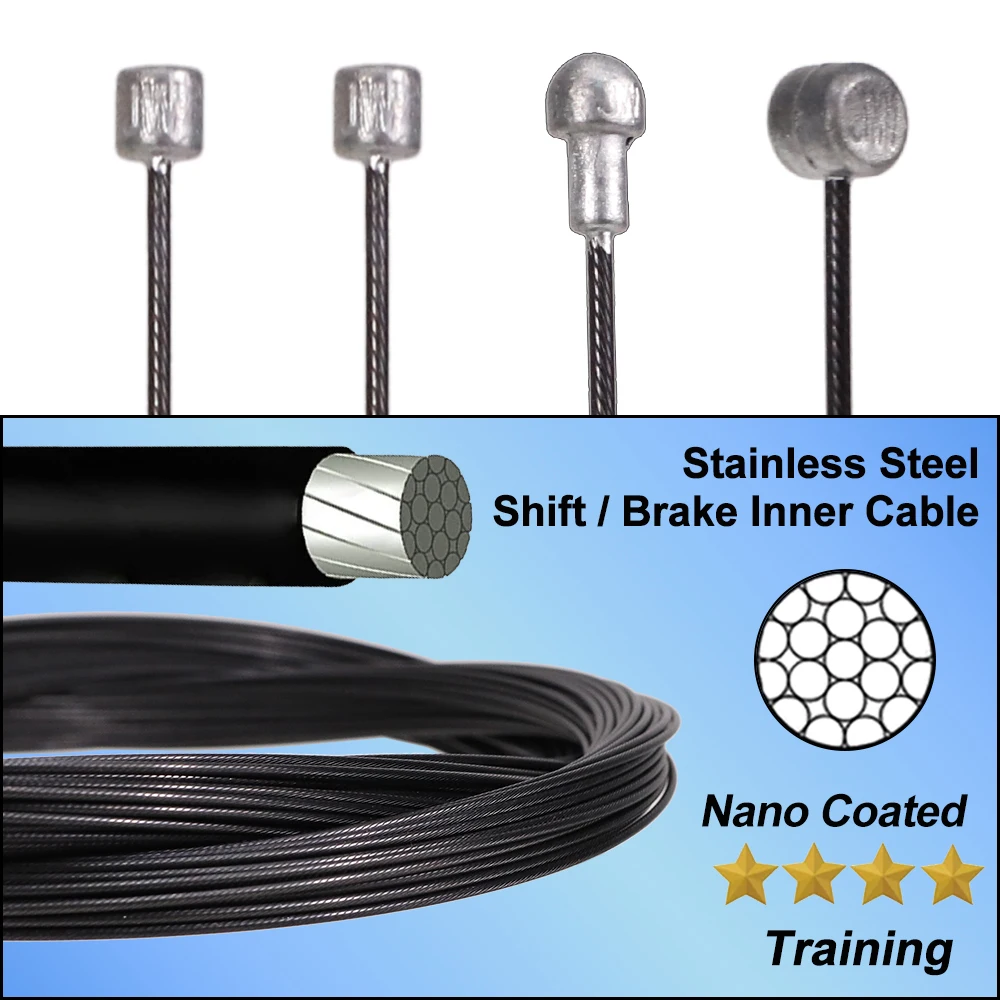 HEPPE MTB Road Bike Shifter Brake Cable Set Bike Front Rear Brake Derailleur Cable Nano Coating Grinding Stainless Steel Cable view 3