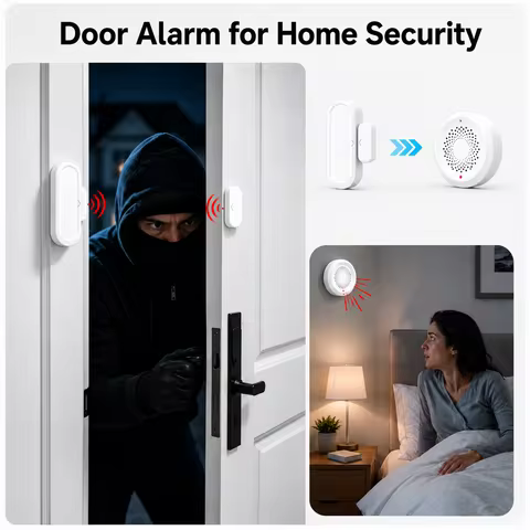 Sensor de Porta/Janela Tuya WiFi IP65, Detector de Alarme de Abertura/Fechamento para Casa Inteligente, Monitoramento Remoto via APP, Compatível com Smart Life, Alexa e Google Home