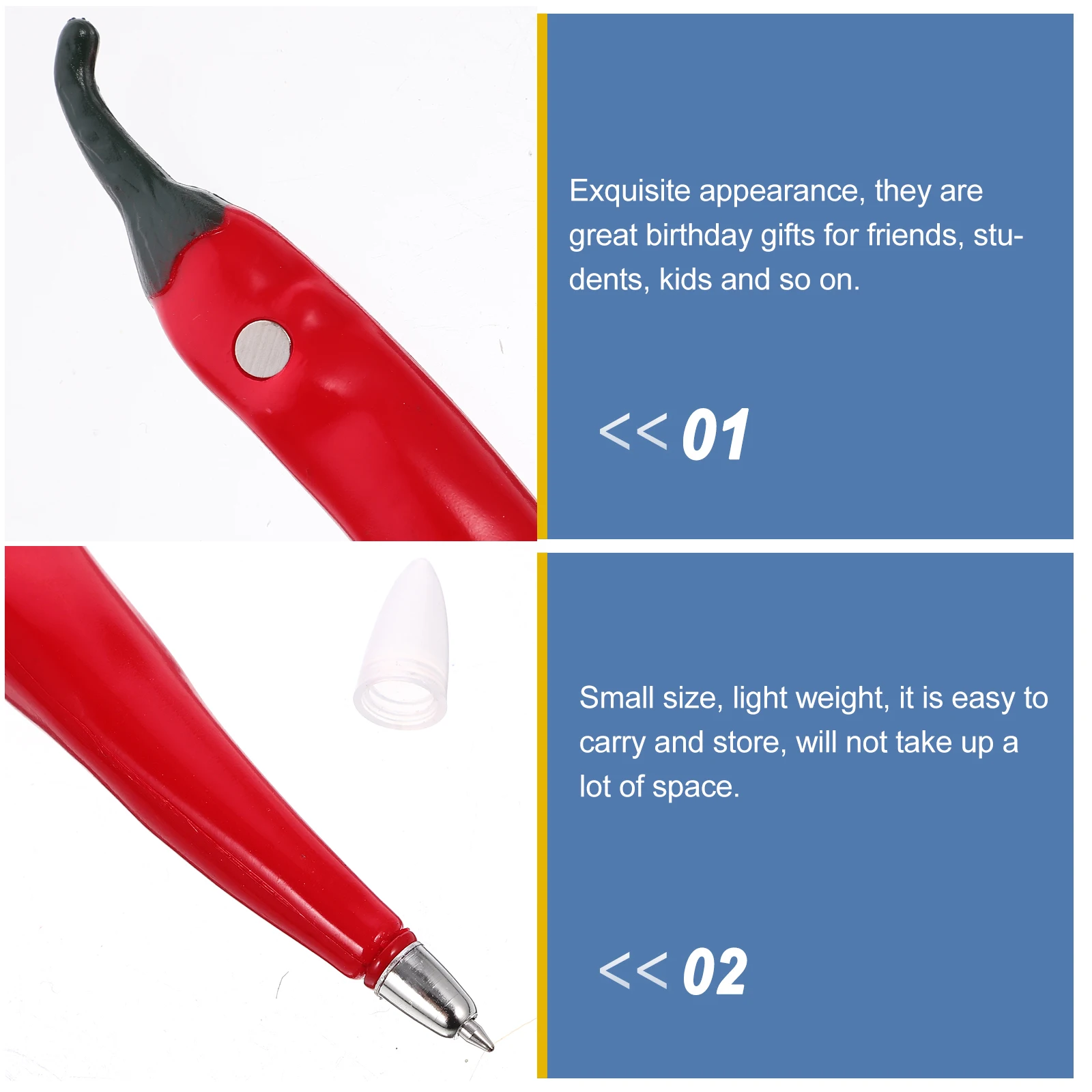 6 Pcs Ballpoint Pen Refrigerator Sticker Pens Automatic Childrens Writing Decorative Pepper Design Magnet Office Handwriting