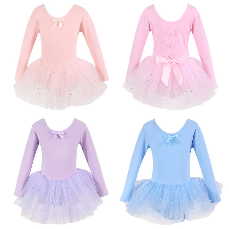 

Новый детский балетный танцевальный костюм — тренировочная одежда для девочек, летний танцевальный наряд с короткими рукавами и пышной юбкой