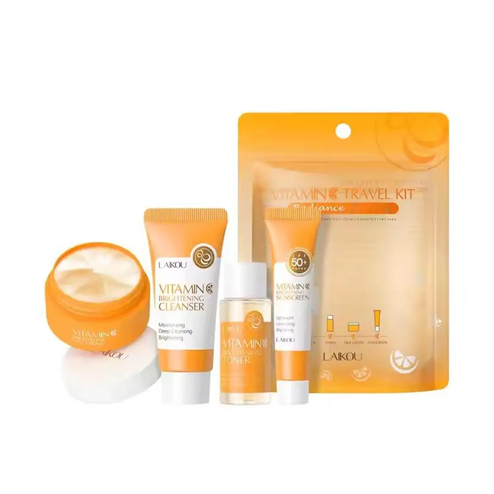 4 قطعة/المجموعة فيتامين C مجموعة العناية بالبشرة كريم تبييض الظلام بقع الوجه تنظيف ترطيب العين تفتيح دائرة أطقم Se Q2S0