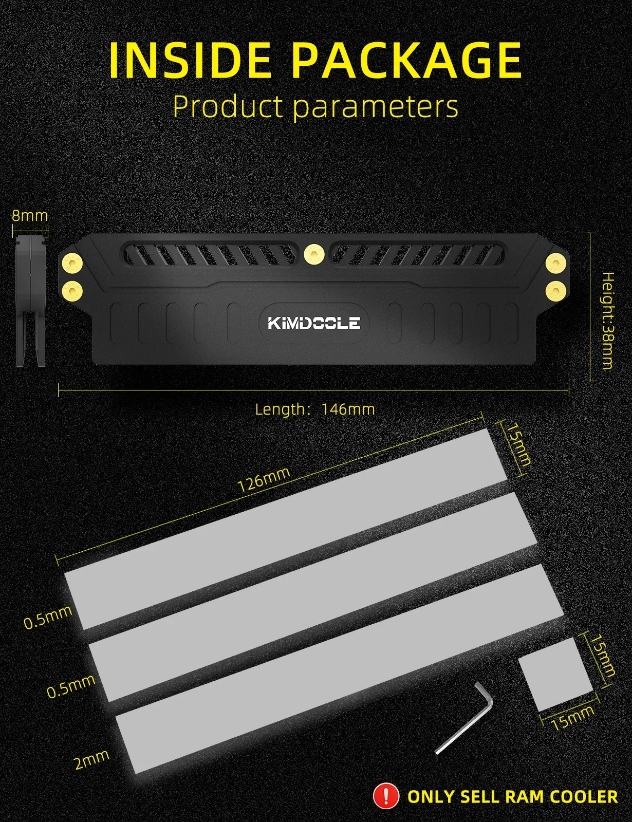 Kimdoole ddr4/ddr5 resfriamento do dissipador de calor colete de refrigeração liga alumínio memória ram cooler para pc ram jogo overclock cooler para ram