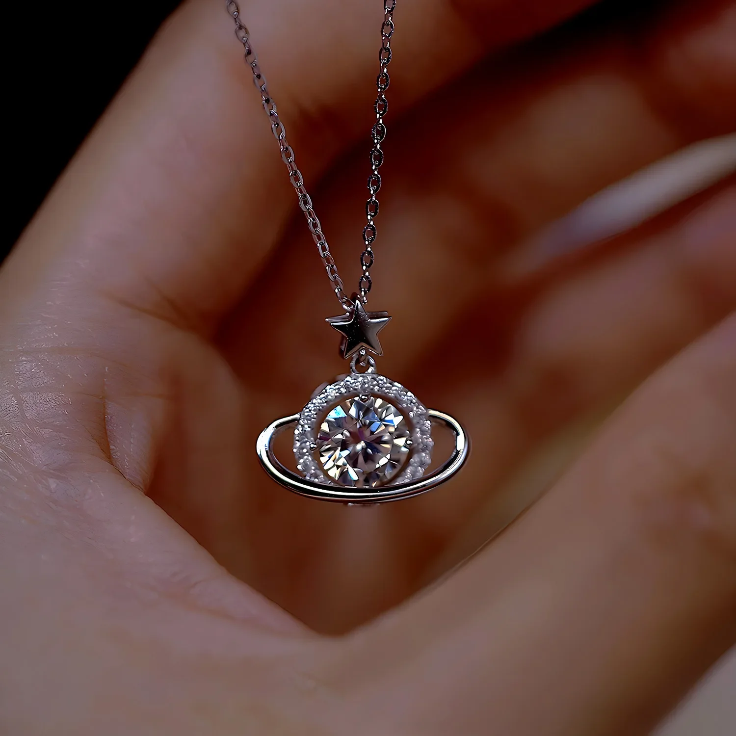 Sparkling Real 1 Carat D Color Moissanite Pendant Necklace 100% 925 Sterling Silver Engagement Wedding Party Fine Jewelry