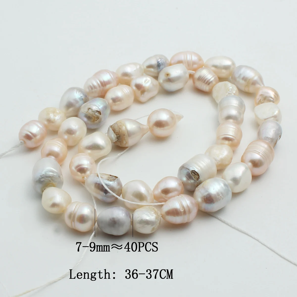 7-9mm freshwater pearls meter shaped natural  with irregular shapes are used for DIY jewelry necklaces and bracelets