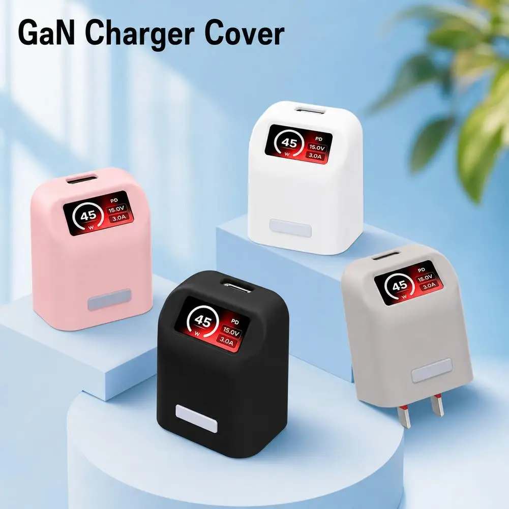 Protective Case For Ugreen 45W GaN Power Adapter, Soft Thin Silicone Charger Case Cover For Ugreen 45W GaN Screen Display Charge