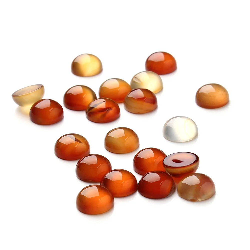 

20Pcs 0.8cm Red Carnelian Agate Cabochons for Jewelry Clock Picture Vase Decorations DIY Crafts Glass Cabochons