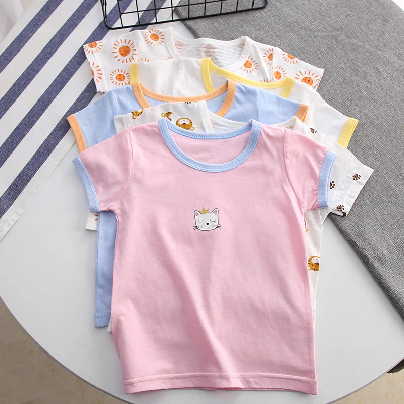 Summer Baby Clothes Children Girl Thin Cotton T-shirt Tee Princess Toddler Short Sleeve Cartoon Print Kids Clothing Tank Tops