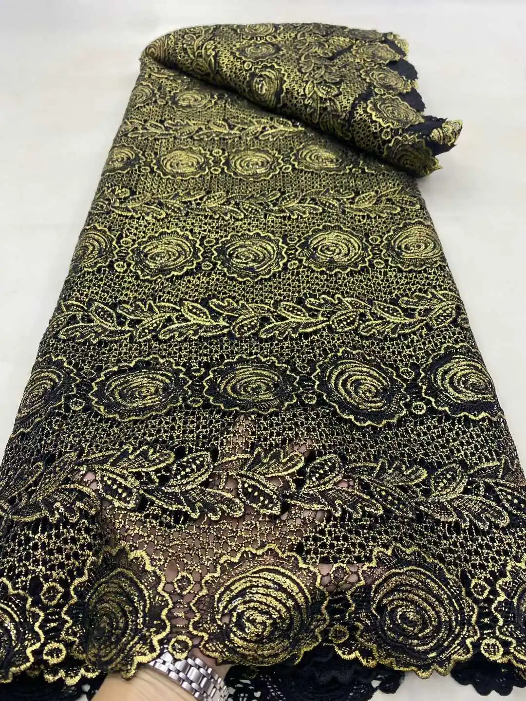 

African Water Soluble Lace Fabric Embroidery 2025 High Quality Guipure Cord Lace Fabric Nigerian For Sewing Wedding Party Dress