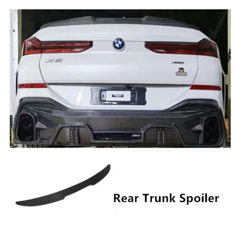 LD Real Carbon Fiber Car Rear Wing Trunk Lip Roof Spoiler For BMW G06 X6 2020 2021 2022 2023 3