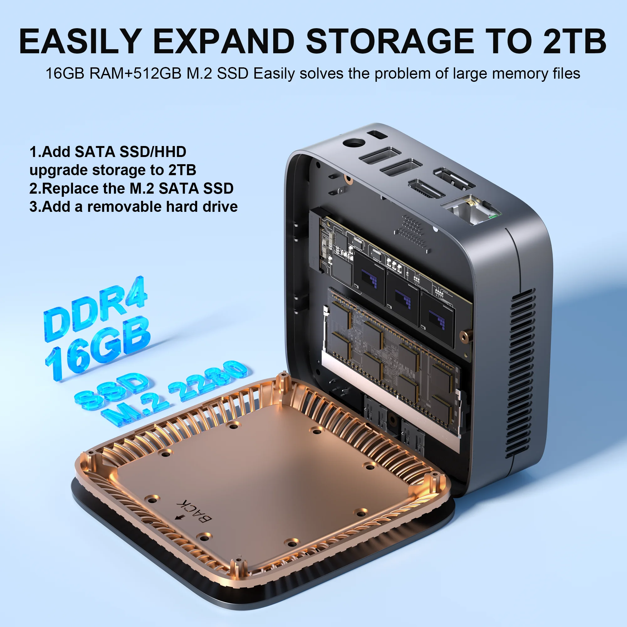 ACEMAGIC E1 Ιntel Alder Lake-N97 Mini PC 16GB DDR4 512GB SSD Mini Computer/2.4+5G WiFi/BT4.2 4K@60Hz UHD Desktop PC for Office