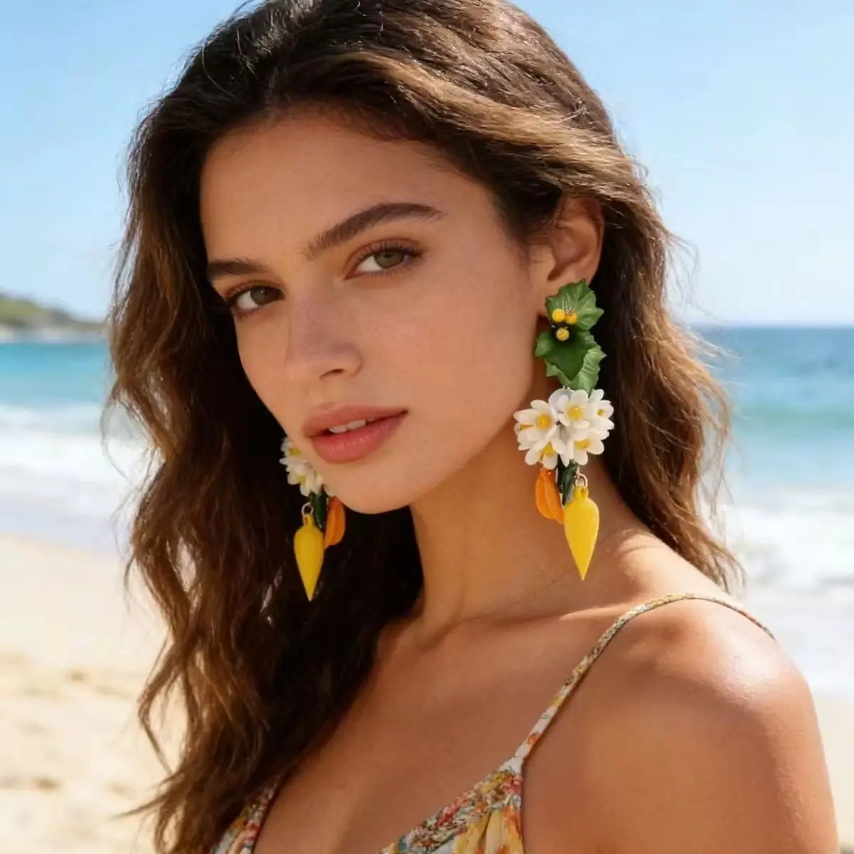 New Sweet Handmade Design Long Flower Tassel Earrings-image