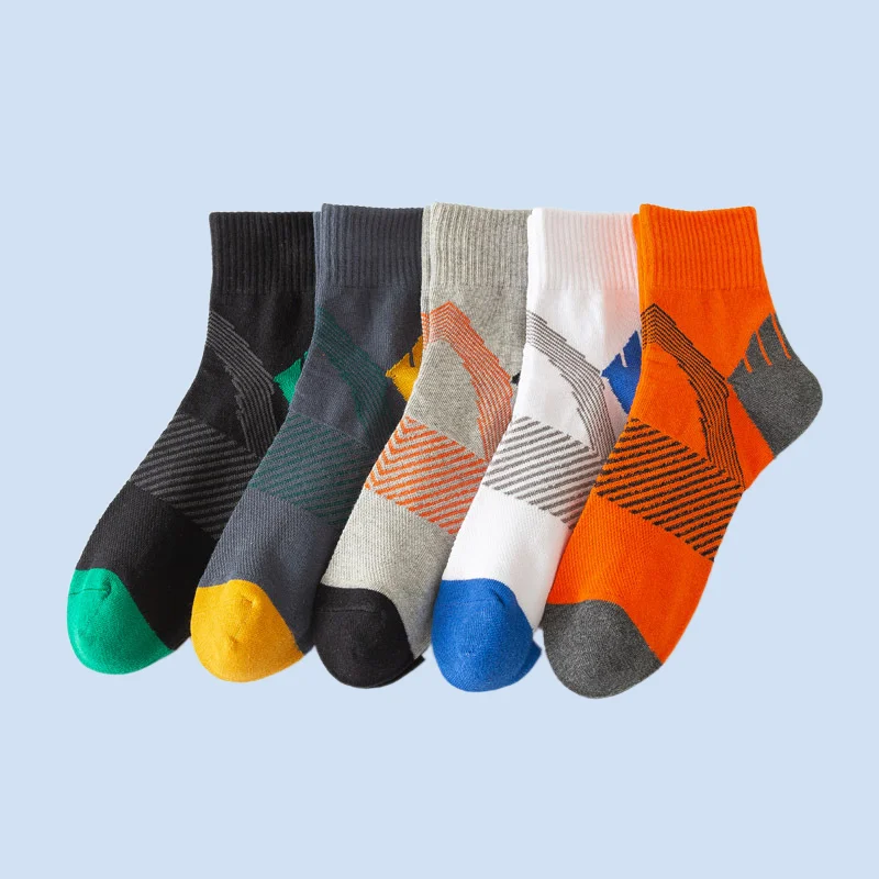 

5/10 Pairs Cotton Foot Square Socks Men's Cotton Wholesale Spring and Summer New Medium Tube Basketball Sports Socks Men's Socks