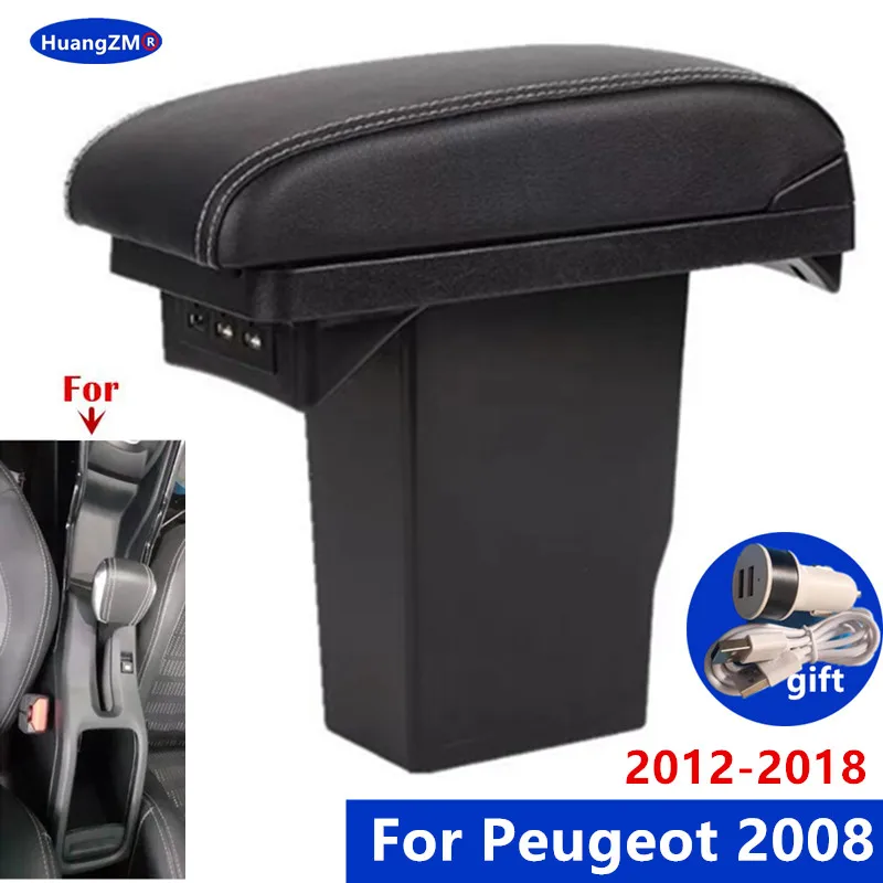 

Для Peugeot 2008, подлокотник, центральный ящик для хранения, USB-порты, внутренние специальные модернизированные автомобильные аксессуары
