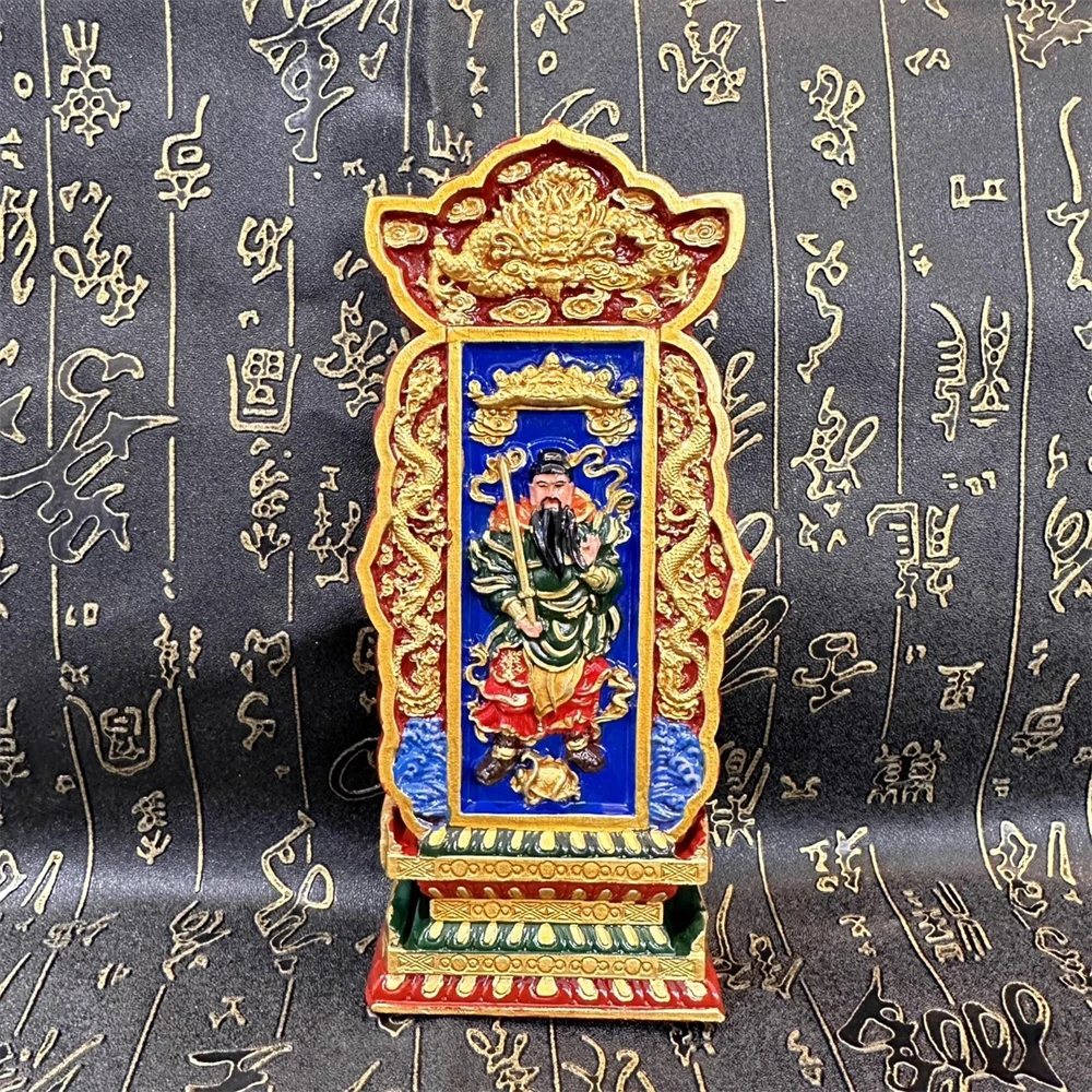 

Taoist supplies, peach wood carving, hand-painted painting, Arctic Zhenwu Emperor, Xuantian God memorial tablet