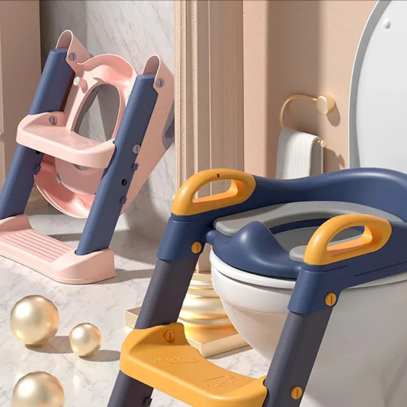 Toilet Ladder Foldable Children's Bedpan Baby Assisted Toilet Urinal Chair with Adjustable Ladder Stool Household Ladder