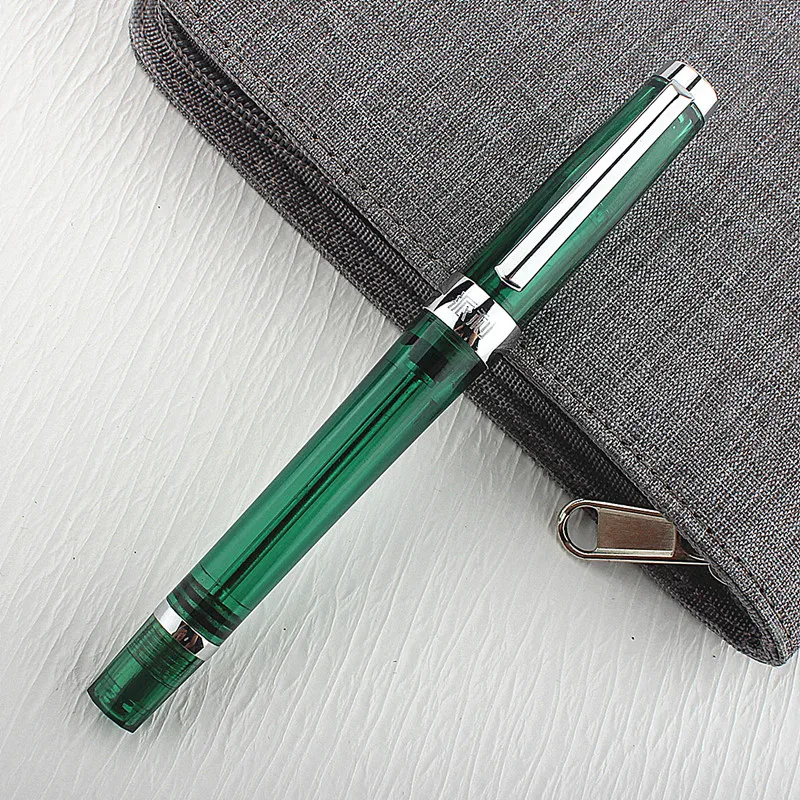 Yongsheng 013-pluma estilográfica de relleno al vacío, pluma de tinta transparente acrílica, sección transparente EF/F/ Nib, pluma de regalo para