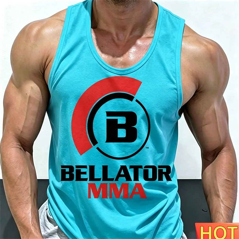 Summer Men's wrestling vest Breathable Sport fitness tank tops men Men's round neck sleeveless T-shirt Hip hop men's casual vest