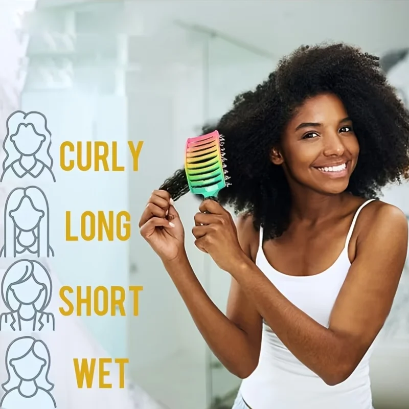 1-Piece Colorful Comb, Ponytail Comb, Anti-Tangle Hairbrush, Flexible Hairbrush for Women, Detangling Tool, Anti-Tangle Massage Hollow Comb, Scalp Massage Comb, Coffee Scent, Household Anti-Static Volumizing Comb