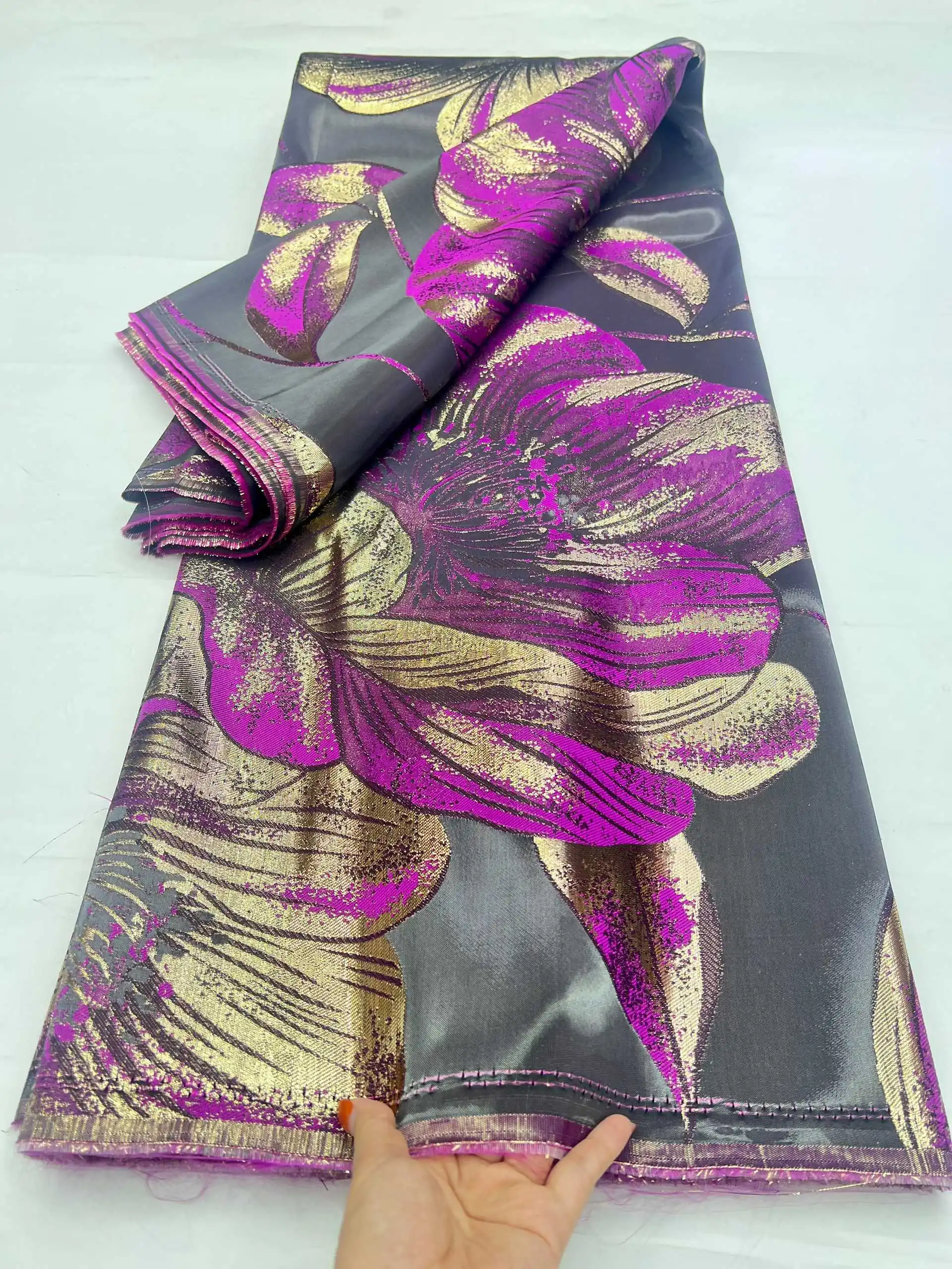 

African Gilding Brocade Lace Fabric for Women, Nigerian French Jacquard Tulle Lace, Wedding Evening Dress, High Quality, 2024