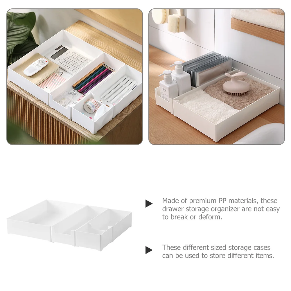 

4 Pcs Storage Box Set Clear Makeup Organizer Drawer Trays Organiser Desk Organizers Pp Drawers Office for Vanity Stackable