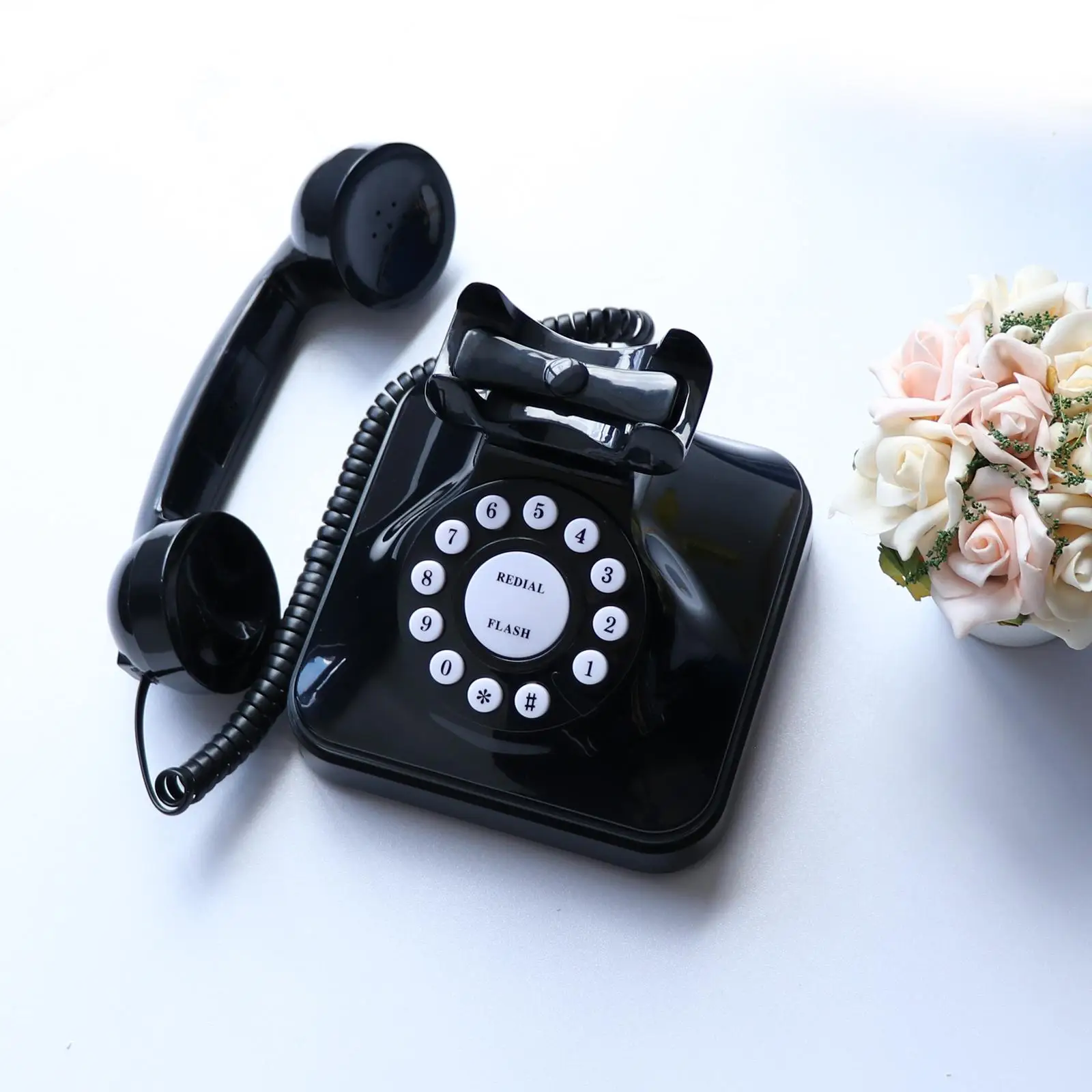 Vintage Telephone Black Multi Function Plastic Home Telephone Retro Wire