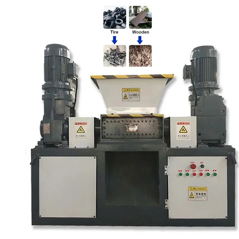 DB500/Dual Motor Shredding Machine Scrap Metal Aluminum Plate Wood Shredder Waste Clothes Cloth Plastic Bottle Shredder/7.5KW