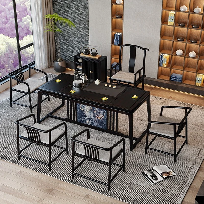 

New Chinese tea table and chair combination walnut home office kung fu tea table zen